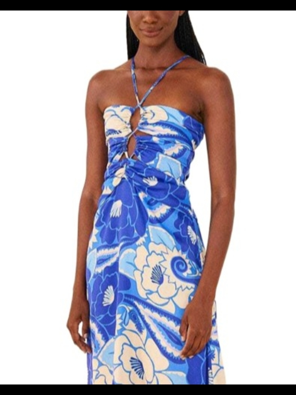Farm Rio Blue Floral Strappy Midi Dress - Casual Summer Dress